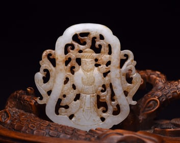 An Exquisite White Jade Figure Pendant