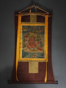 A Rare Brocade Painted Color Statue of Vajra Tangka