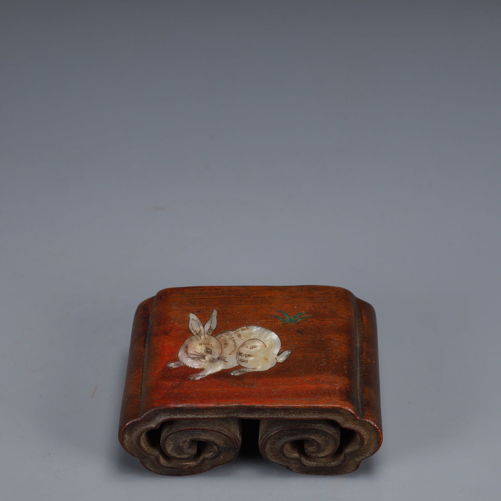 An Exquisite Huanghuali wood Inlaid Gems Rabbit Pattern Paper Weight (1 of 7)