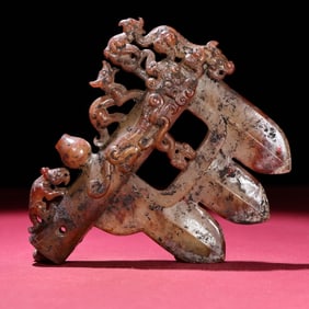 An Exquisite White Jade Dragon Pattern Ornament