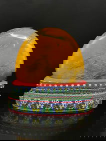 An Exquisite Shoushan Stone Flower and Bird Pattern Ornament,With Base