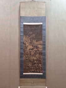 A Chinese Vertical Scroll Ink Painting of Landscape on Paper