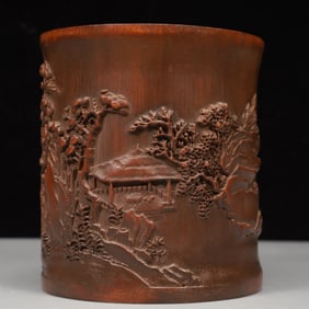 An Exquisite Bamboo Landscape Pattern Brush Pot