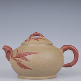 An Exquisite Purple Sands Bamboo Pattern Teapot