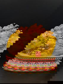 An Exquisite Shoushan Stone Character and Story Pattern Ornament,With Base