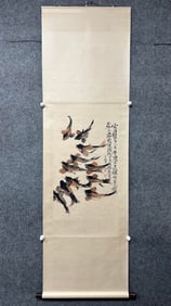 A Chinese Vertical Scroll Ink Painting of Animal on Paper