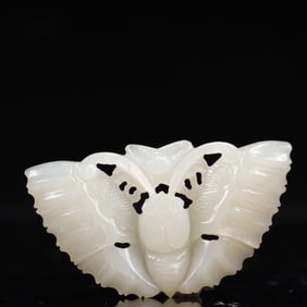 An Archaic Hongshan Culture White Jade Butterfly Pendant