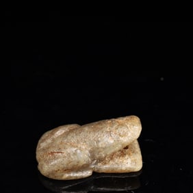 An Archaic Hongshan Culture Greenish Jade Frog Pendant