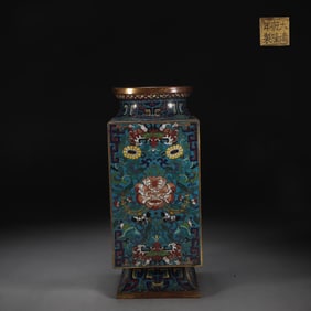 A Rare Cloisonne Lotus Pattern Cong Vase