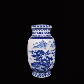 An Exquisite Blue and White Landscape and Figure Pattern Vase