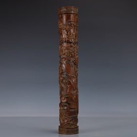 A Rare Boxwood Phoenix Pattern Incense Tube