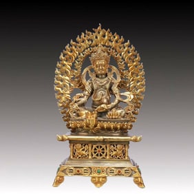 A Rare Gilt Silver Statue of Mammon,Inlaid Gems
