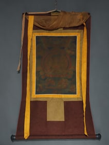 A Rare Brocade Painted Color Statue of Bodhisattva Tangka