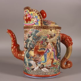 An Exquisite Enamel Figure Pattern Teapot