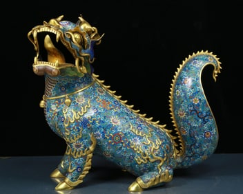 A Rare Cloisonne Auspicious Beast Ornament