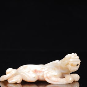 An Exquisite White Jade Auspicious Beast Ornament