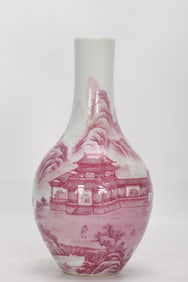 Enamel Agate Red Landscape Pattern Vase