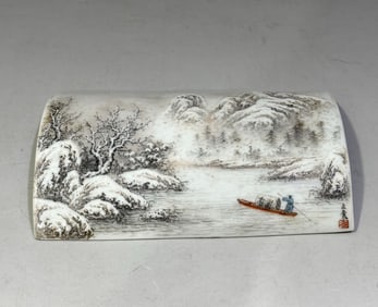 Ink Color Landscape Pattern Pillow