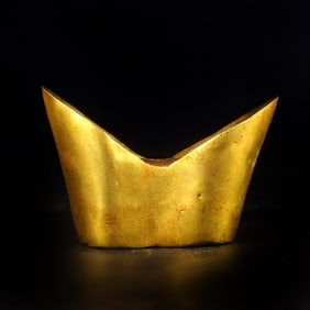 A Rare Gilt Bronze Gold Yuanbao