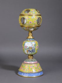A Exquisite Enamel Flower Pattern Incense Burner
