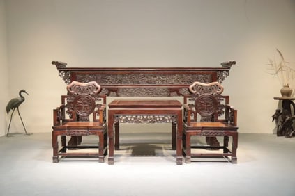 A Set of Huanghuali Wood Table and Desk
