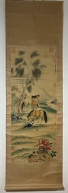 A Chinese Hand Scroll China Ink Painting of Horse on Paper