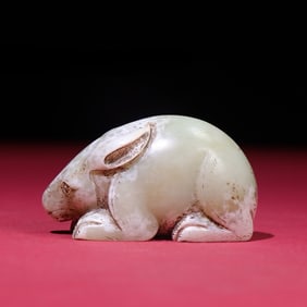 A Rare Hetian Jade Gray Skin Rabbit