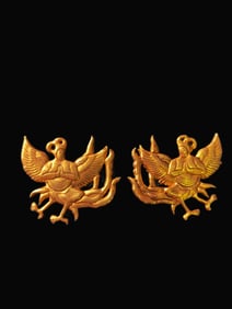 A pair of Rare Gilt Bronze Sarasvati Bird Accessories