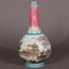 Enamel Landscape Figure Story Pattern Vase