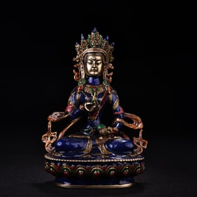 A Exquisite Gilt Bronze Cloisonne Statue of Vajra Ornament