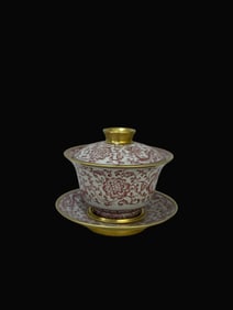 Underglaze-Red Painted Gold Dragon Pattern Bowl