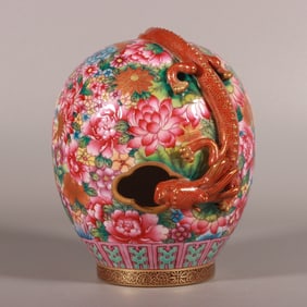 A Exquisite Famille-Rose Iron-Red Painted Gold Flower Dragon Pattern Water Ewer