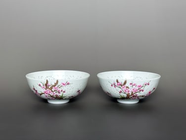A pair of Doucai Flower and Bird Pattern Bowl