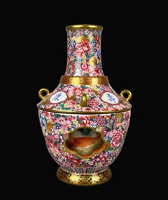 Enamel Painted Gold Flower Pattern Vase