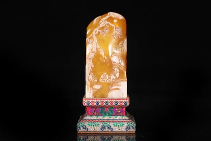 Shoushan Tianhuang Stone Carved Landscape Pattern Seal