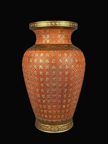 Enamel Iron-Red Painted Gold longevity Pattern Vase