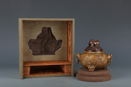 Shoushan Stone Auspicious Beast Censer