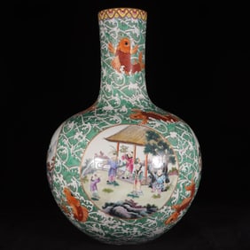 Enamel Seawater Pattern Fish Pattern Vase