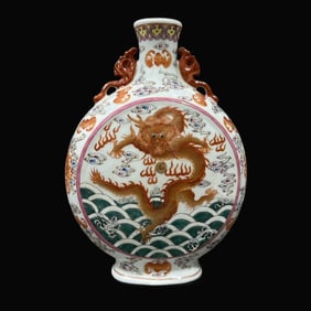 A Exquisite Famille-Rose Seawater Dragon Pattern Vase
