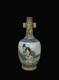 Famille-Rose Figures Pattern Double-Ears Vase