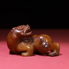 A Rare Hetian Jade Auspicious Beast