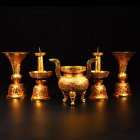 A Set of Rare  Gilt Bronze Censer