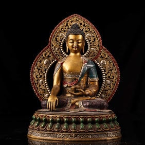 A Exquisite Gilt Bronze Buddha Statue Ornament