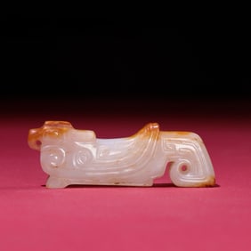A Rare White Jade Xuan Bird Pendant