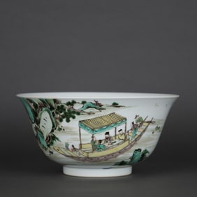 Wucai Landscape and Figures Pattern Bowl
