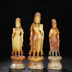 A Set of Hetian Jade Buddha Statue