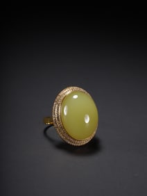 Hetian Yellow Jade Gold-inlaid Ring