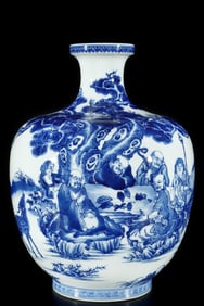 A Exquisite Blue and White Character and Story Pattern Vase