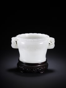 Hetian White Jade Dragon Pattern Censer