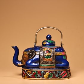 A Exquisite Enamel Eight Treasures Pattern Elephant Ornament